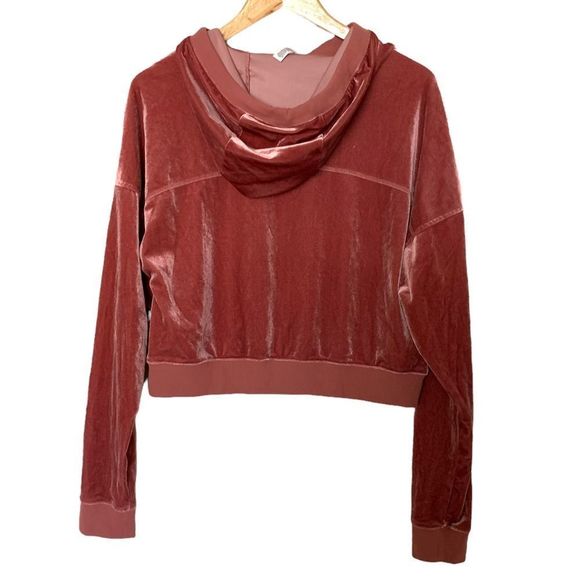 Alo Yoga Pink Velour Pullover Cropped Hoodie Small - Picture 3 of 5